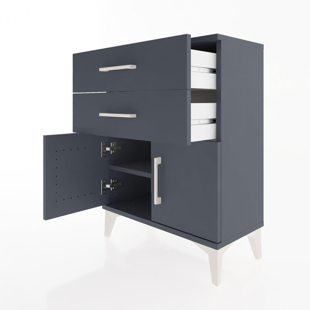 Woodntry Modüler Komodin Antrasit 60x30x68 cm Kapaklı ve Çekmeceli KC13-2