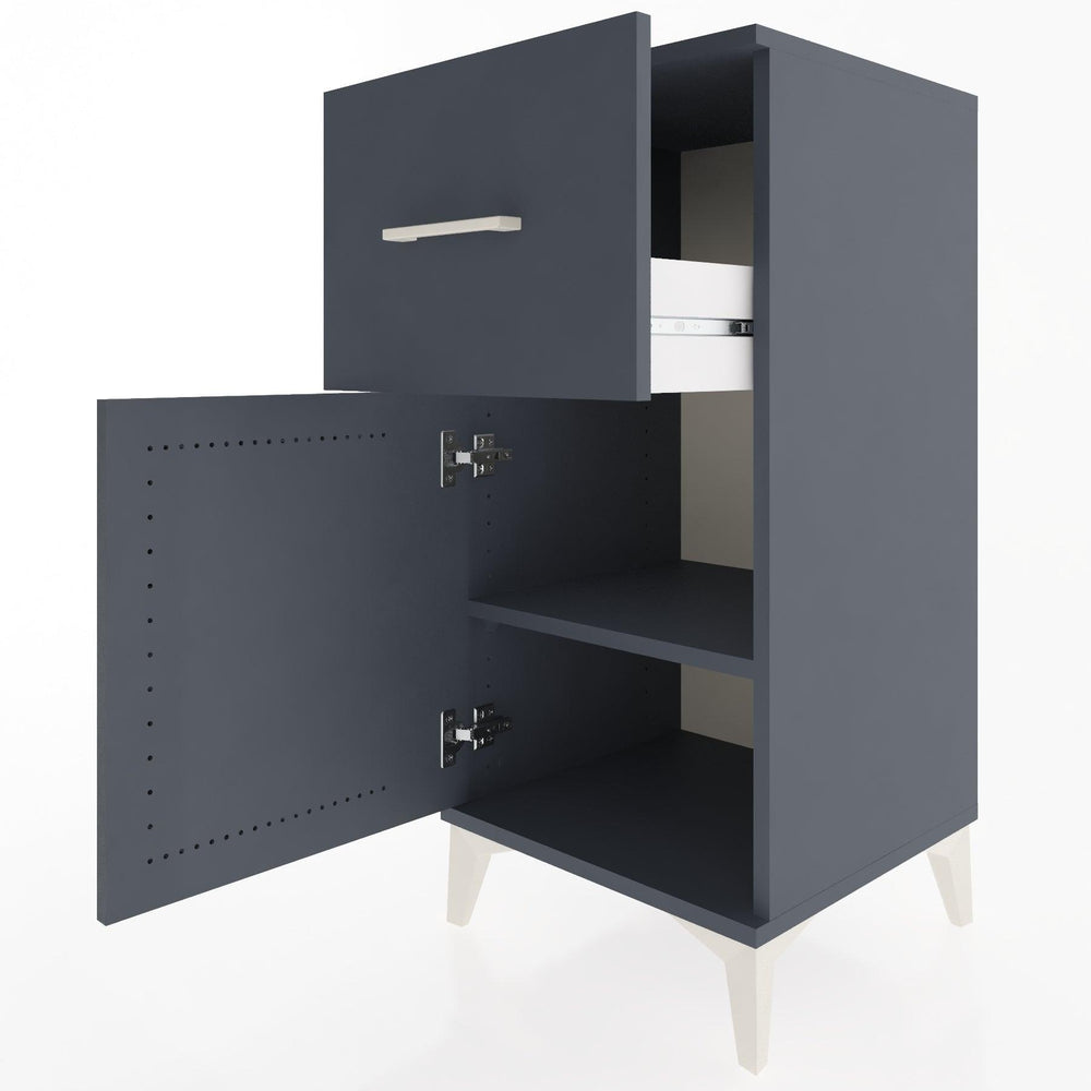 Woodntry Modular Nightstand Anthracite 44x44x84 cm with Cover and Drawer KC35-2