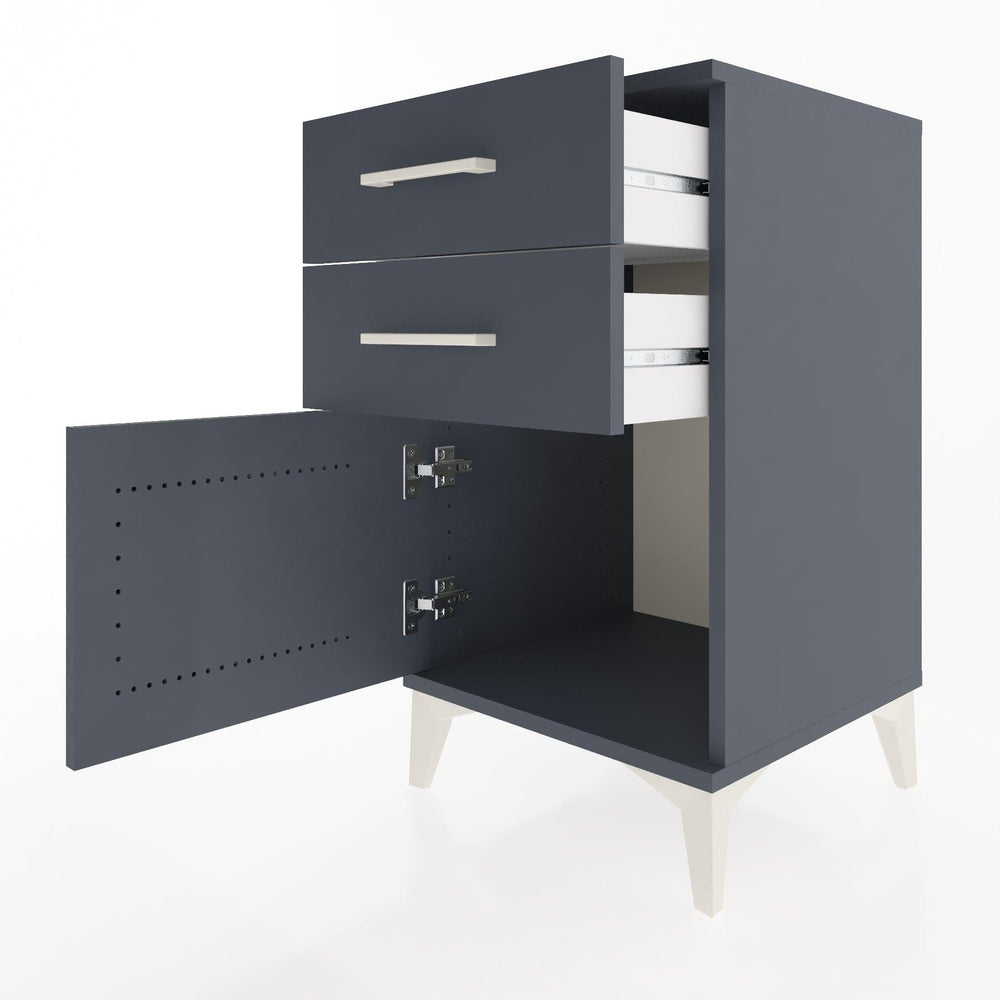 Woodntry Modular Nightstand Anthracite 44x44x68 cm with Cover and Drawer KC13-2