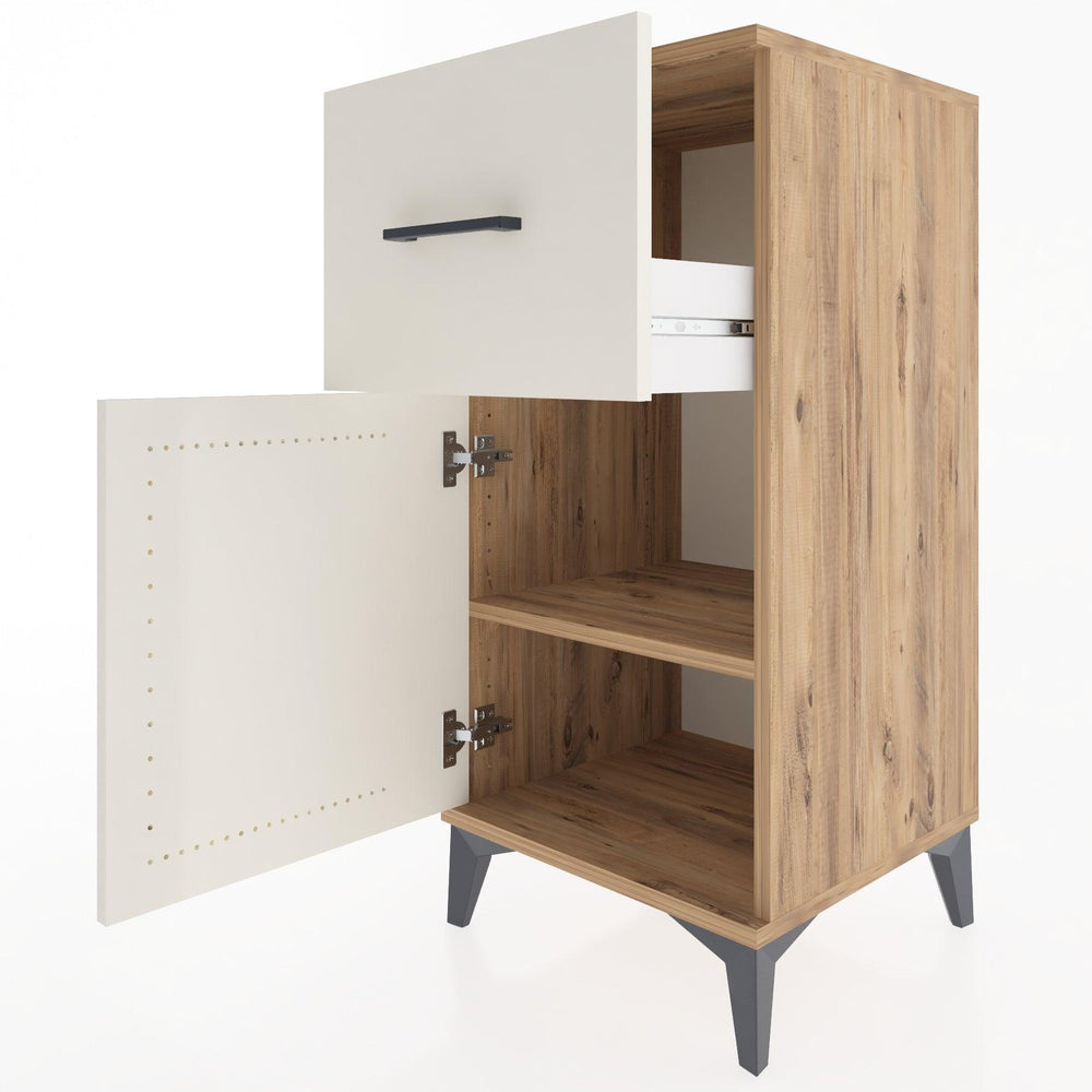 Woodntry Modular Nightstand Pine 44x44x84 cm with Cover and Drawer KC35-3