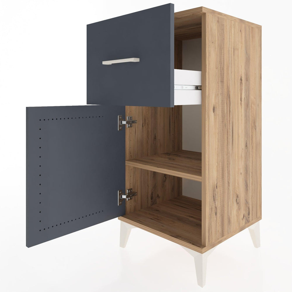 Woodntry Modular Nightstand Pine 44x44x84 cm with Cover and Drawer KC35-3