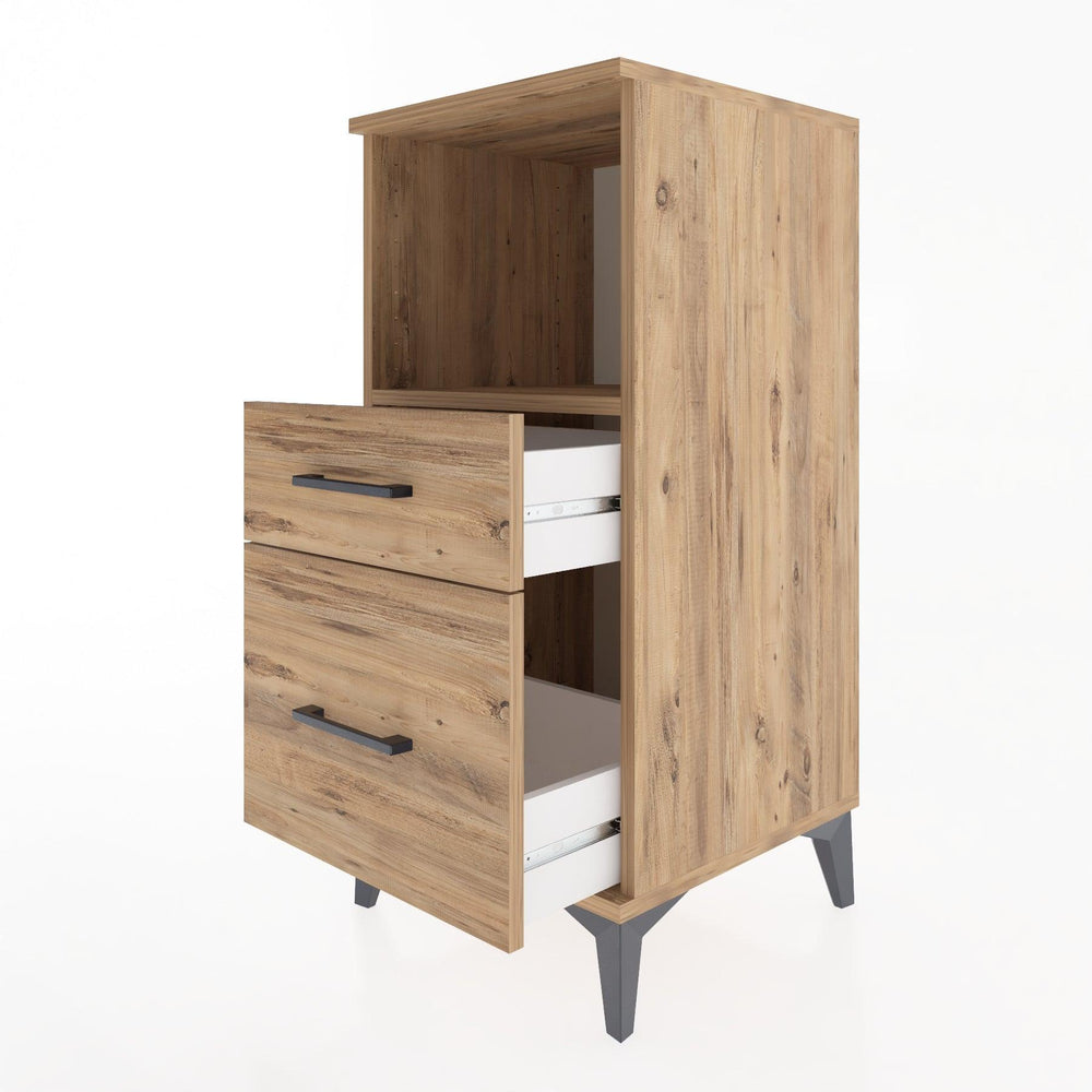 Woodntry Modular Nightstand Pine 44x44x84 cm with Drawers and Shelves CR13-3