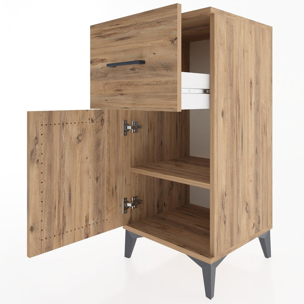 Woodntry Modular Nightstand Pine 44x44x84 cm with Cover and Drawer KC35-3