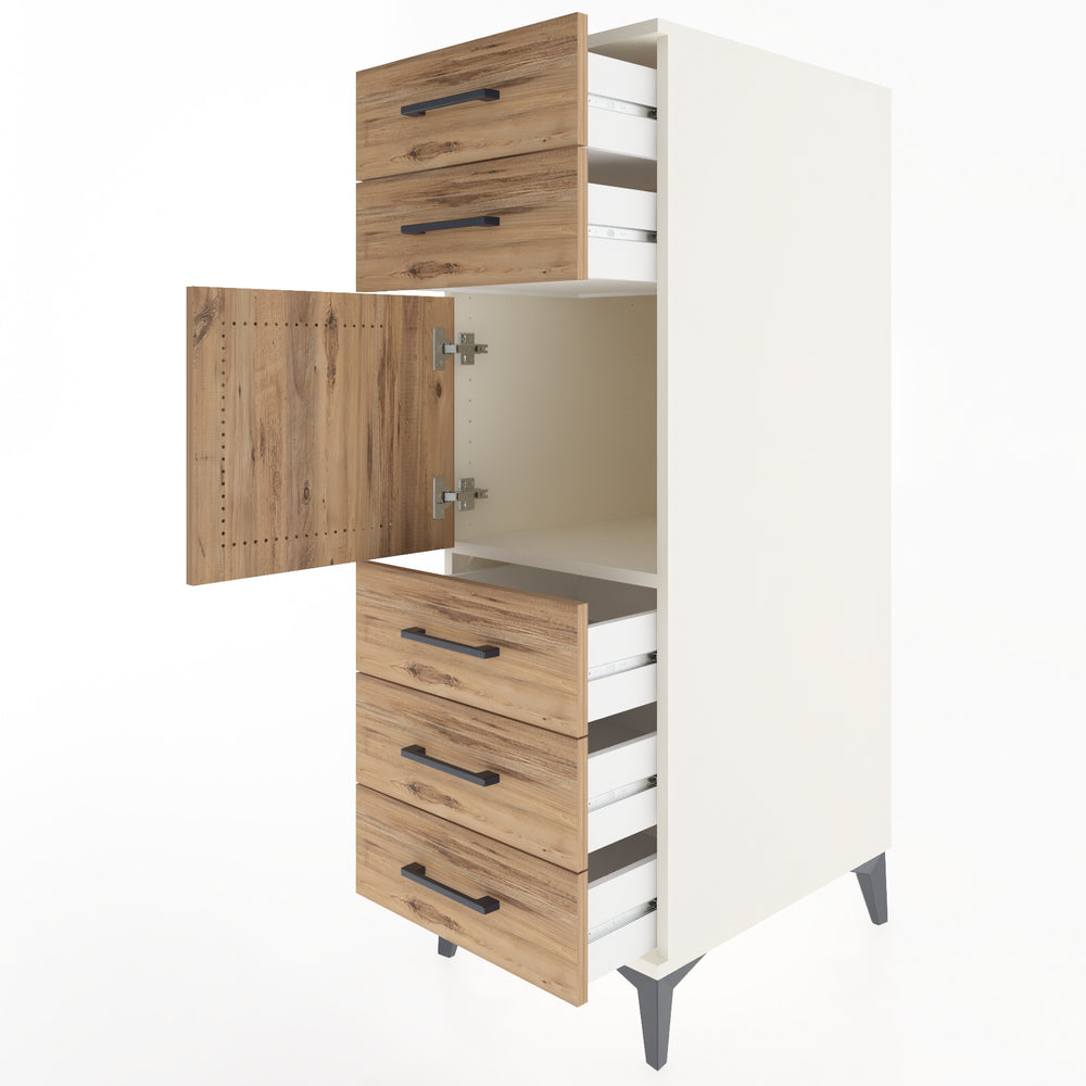 Woodntry Modular Cabinet Moonstone 44x59x122 cm with Doors and Drawers KC64-1