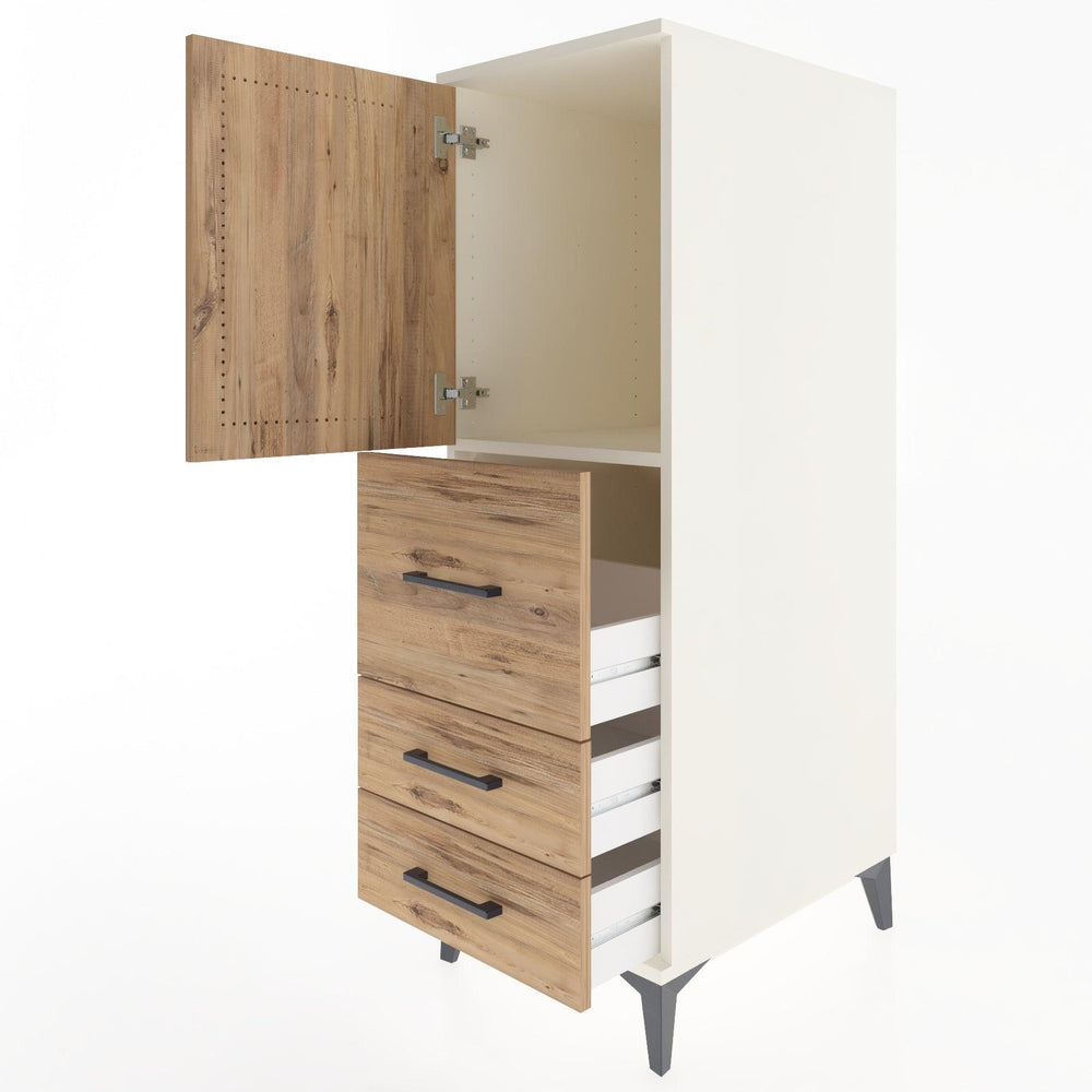 Woodntry Modüler Dolap Aytaşı 44x59x122 cm Kapaklı ve Çekmeceli KC14-1