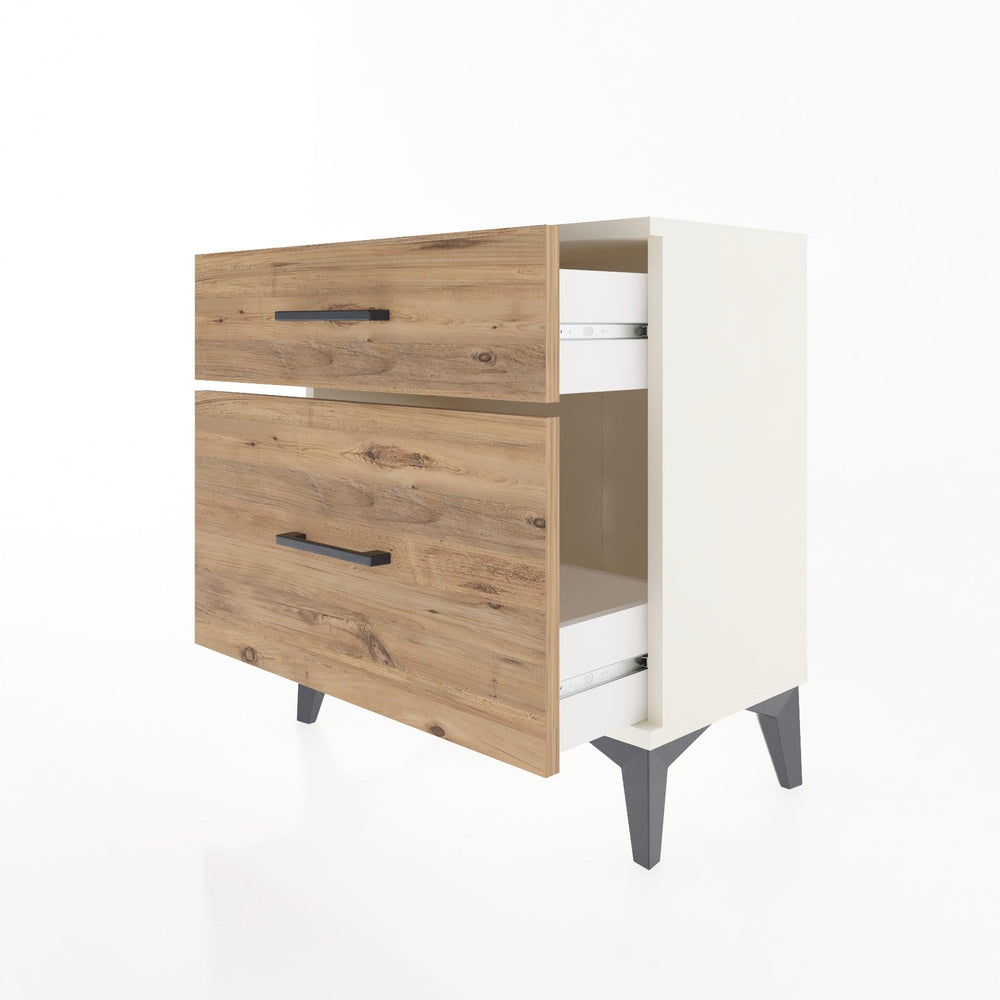 Woodntry Modular Nightstand Moonstone 60x30x52 cm with Drawer and Shelf CR14-1