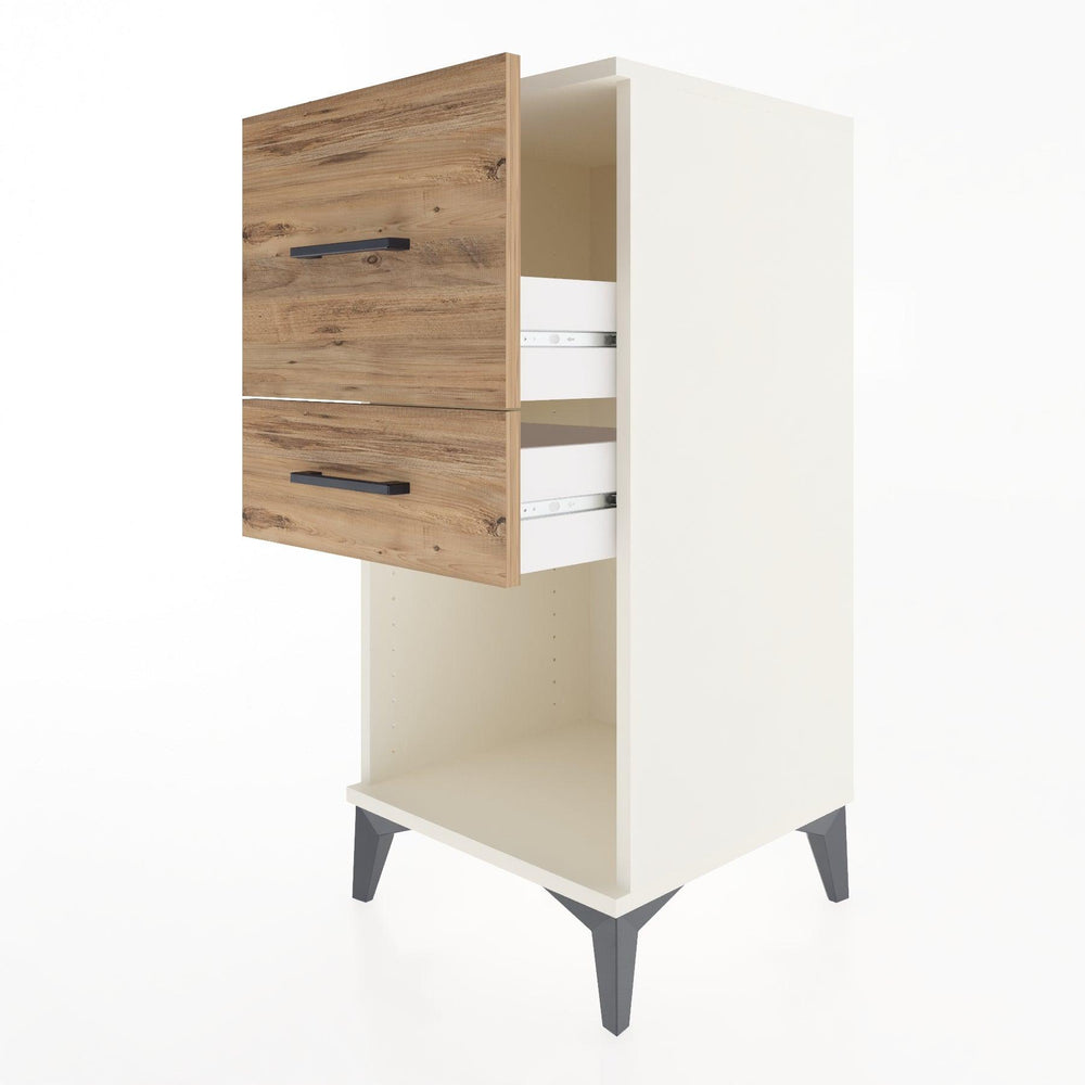 Woodntry Modular Nightstand Moonstone 44x44x84 cm with Drawer and Shelf CR14-1
