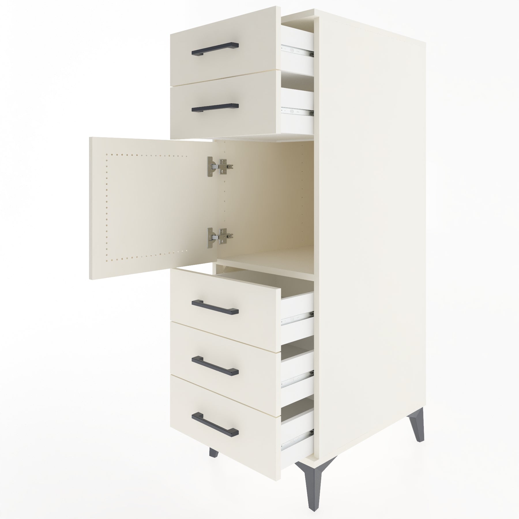 Woodntry Modular Cabinet Moonstone 44x59x122 cm with Doors and Drawers KC64-1