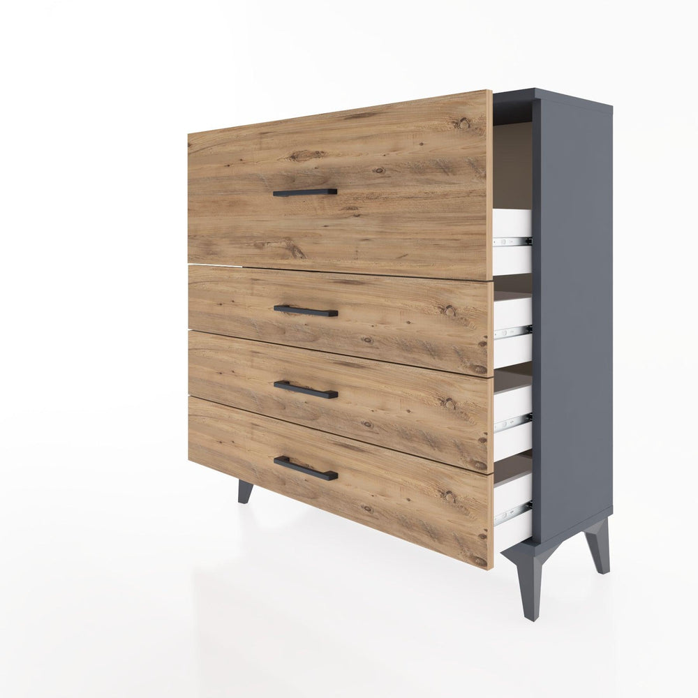 Woodntry Modüler Şifonyer Antrasit 88x30x84 cm Çekmeceli C14-2