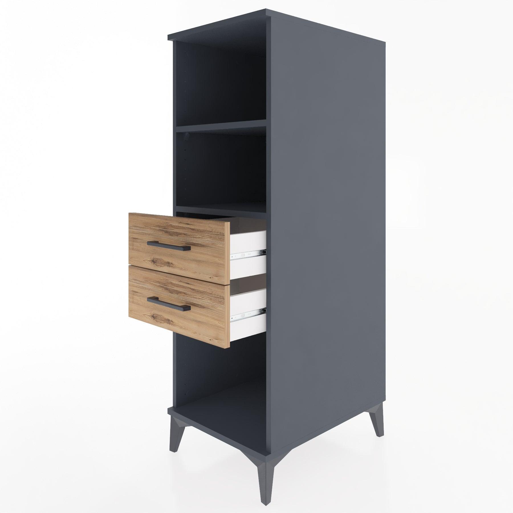 Woodntry Modular Cabinet Anthracite 44x30x122 cm with Drawers and Shelves CR114-2