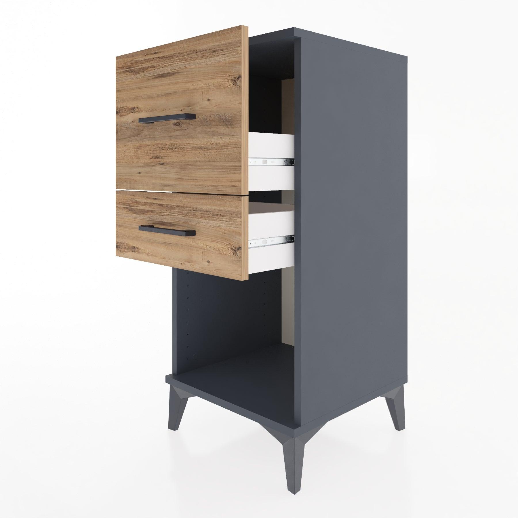 Woodntry Modular Nightstand Anthracite 44x44x84 cm with Drawers and Shelves CR14-2
