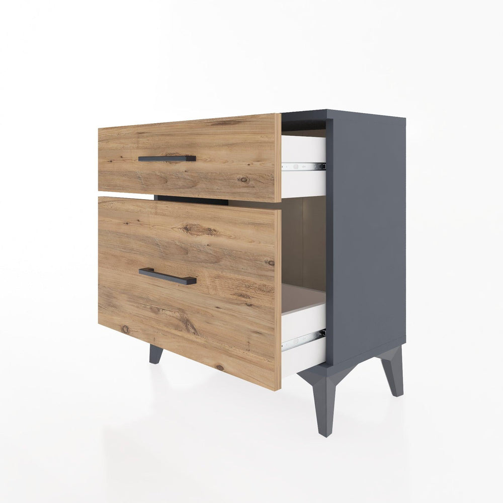 Woodntry Modular Nightstand Anthracite 60x30x52 cm with Drawer and Shelf CR14-2