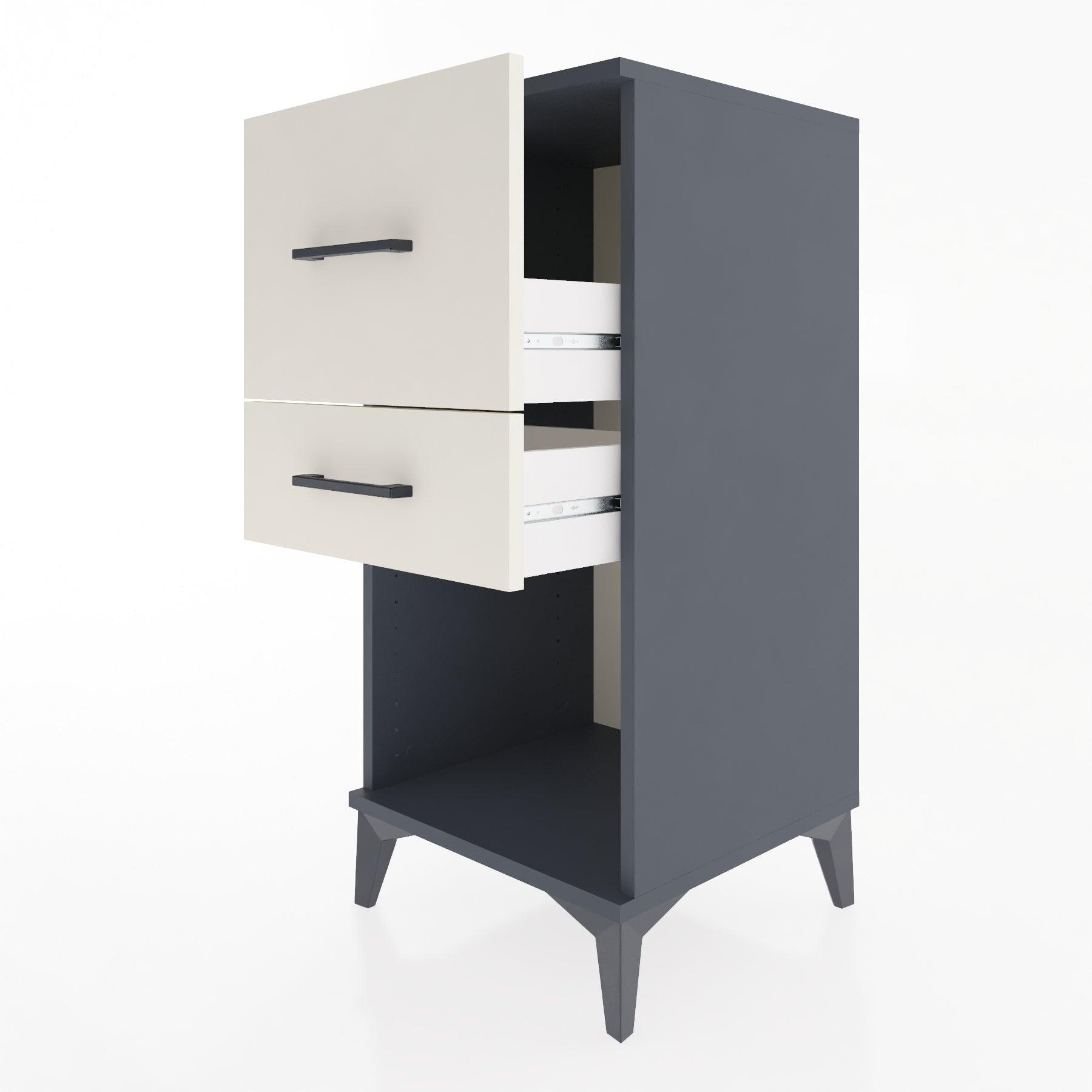 Woodntry Modular Nightstand Anthracite 44x44x84 cm with Drawers and Shelves CR14-2