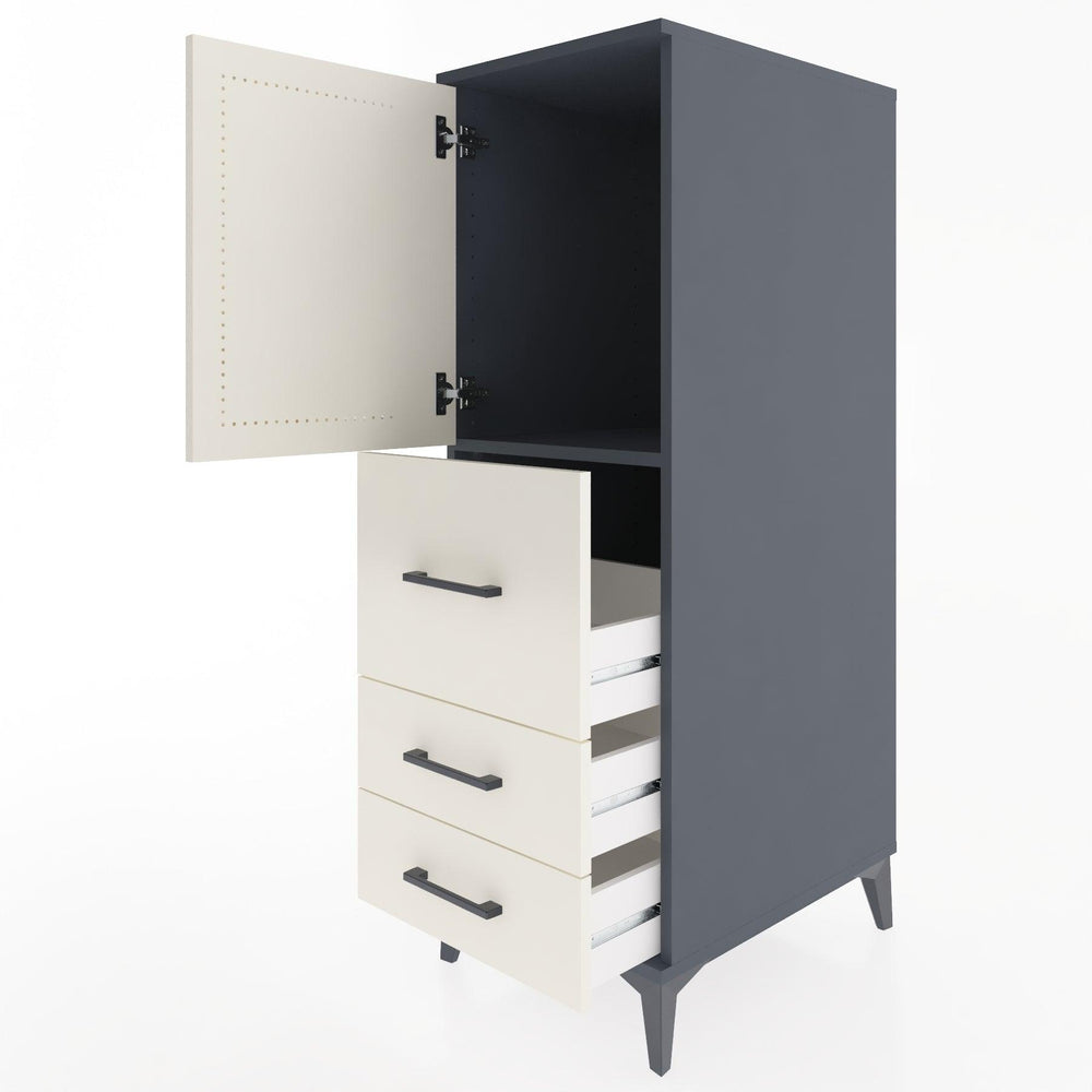 Woodntry Modüler Dolap Antrasit 44x59x122 cm Kapaklı ve Çekmeceli KC14-2