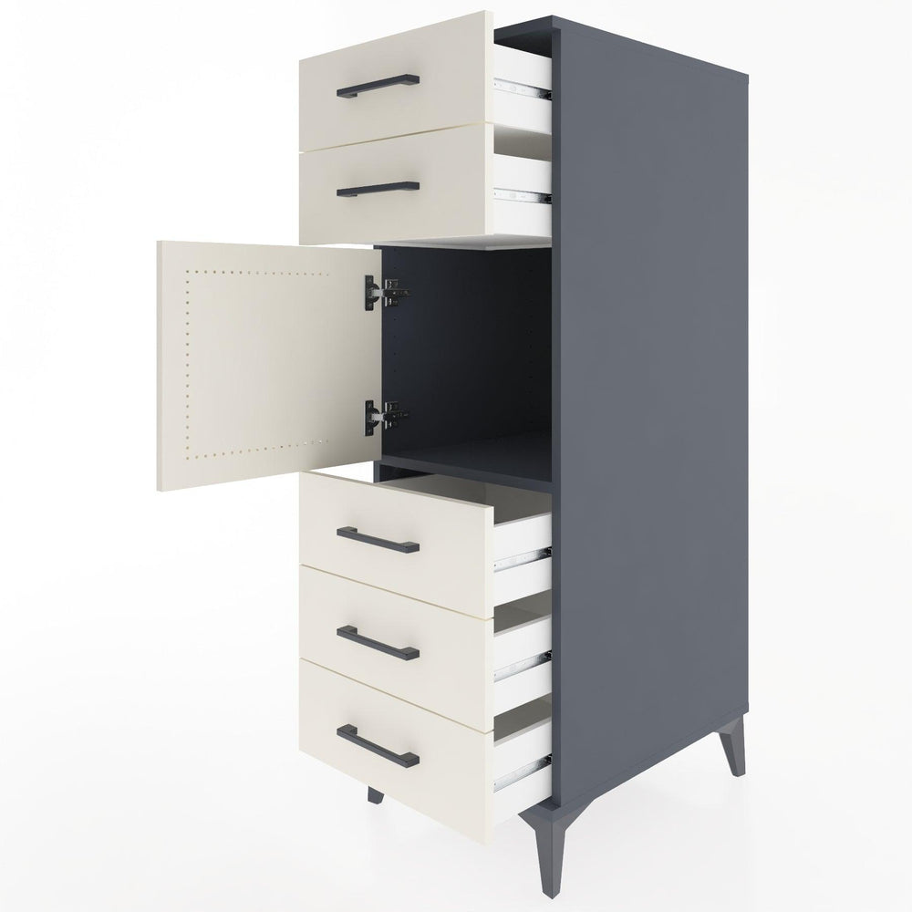 Woodntry Modular Cabinet Anthracite 44x30x122 cm with Doors and Drawers KC64-2