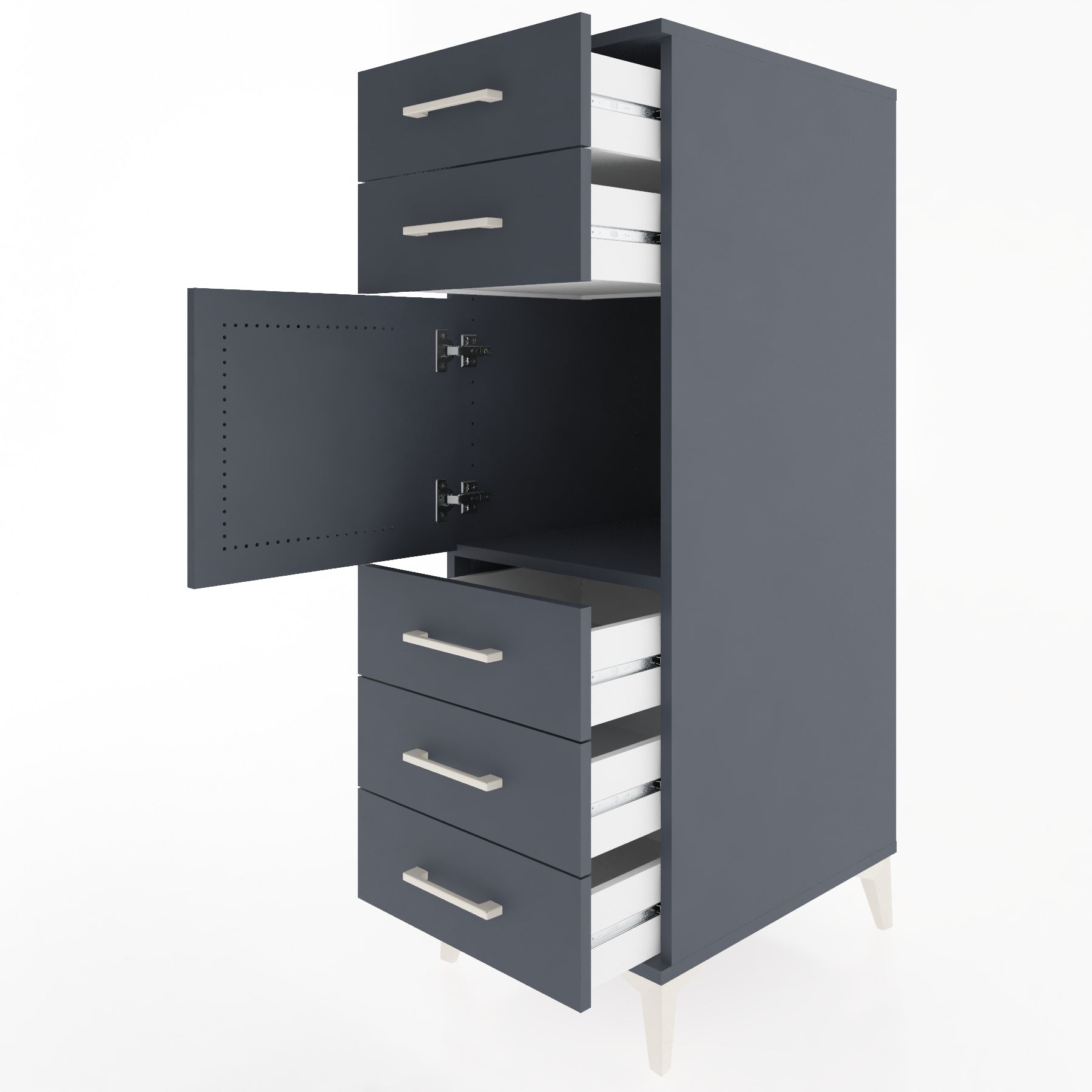 Woodntry Modular Cabinet Anthracite 44x59x122 cm with Doors and Drawers KC64-2