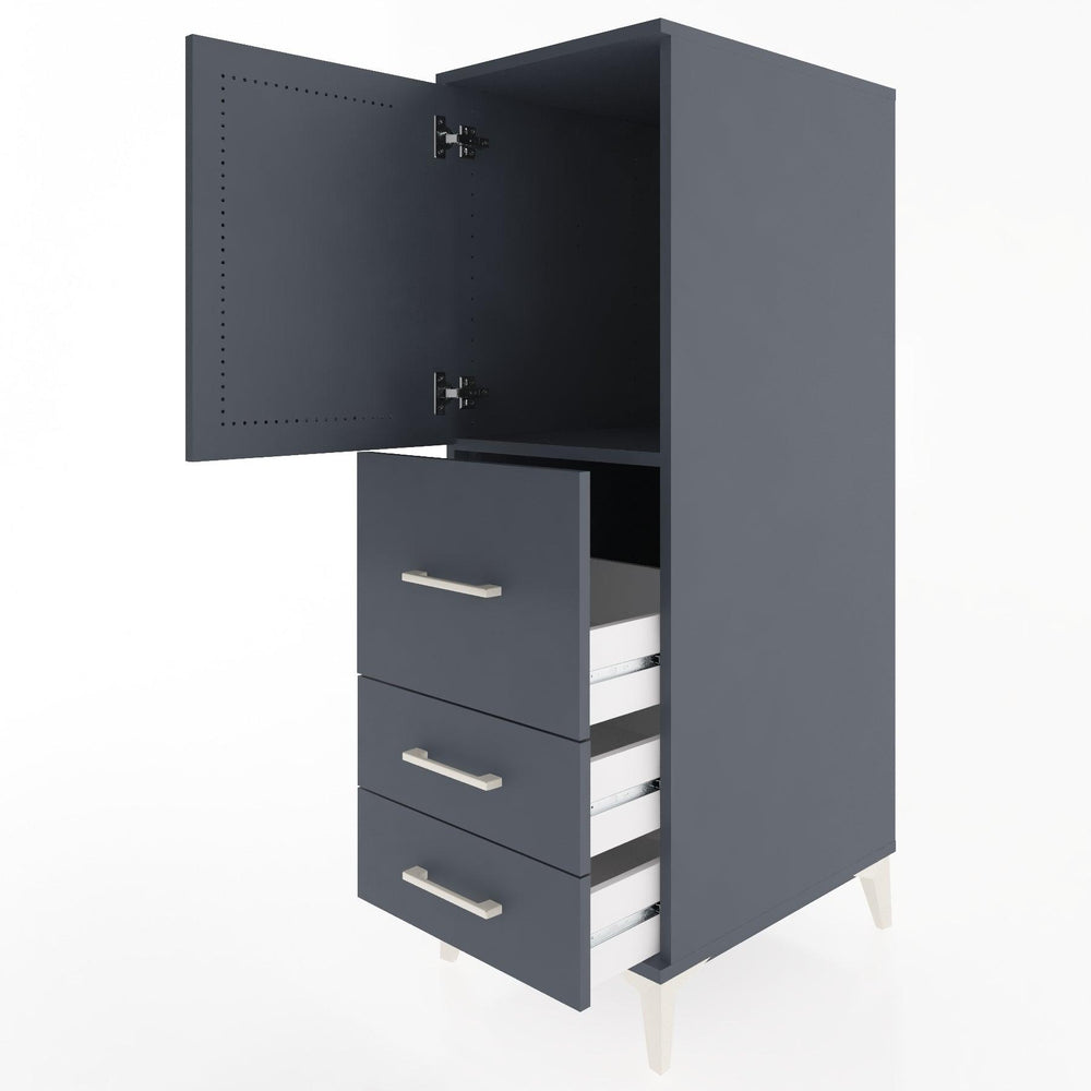 Woodntry Modüler Dolap Antrasit 44x30x122 cm Kapaklı ve Çekmeceli KC14-2