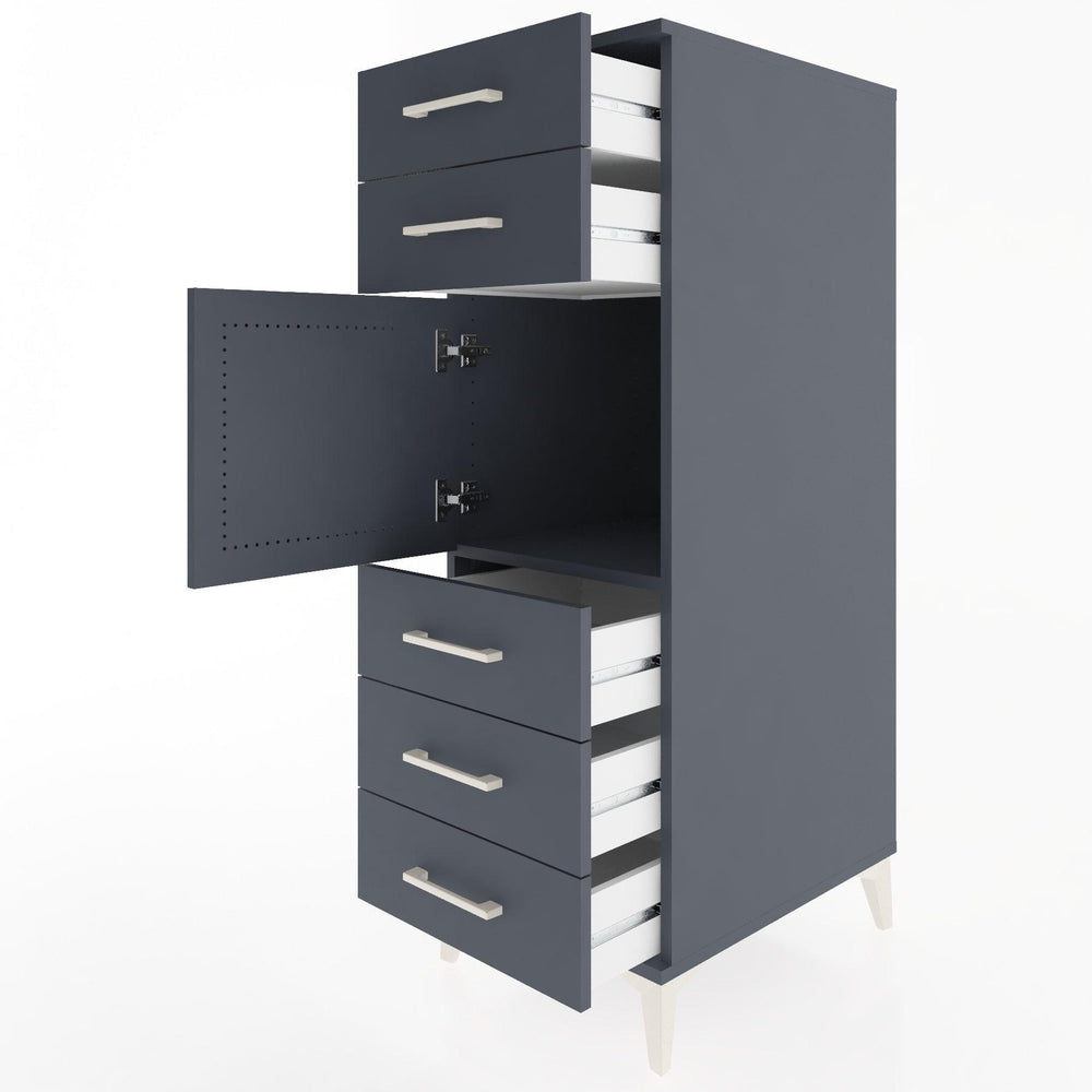 Woodntry Modular Cabinet Anthracite 44x30x122 cm with Doors and Drawers KC64-2