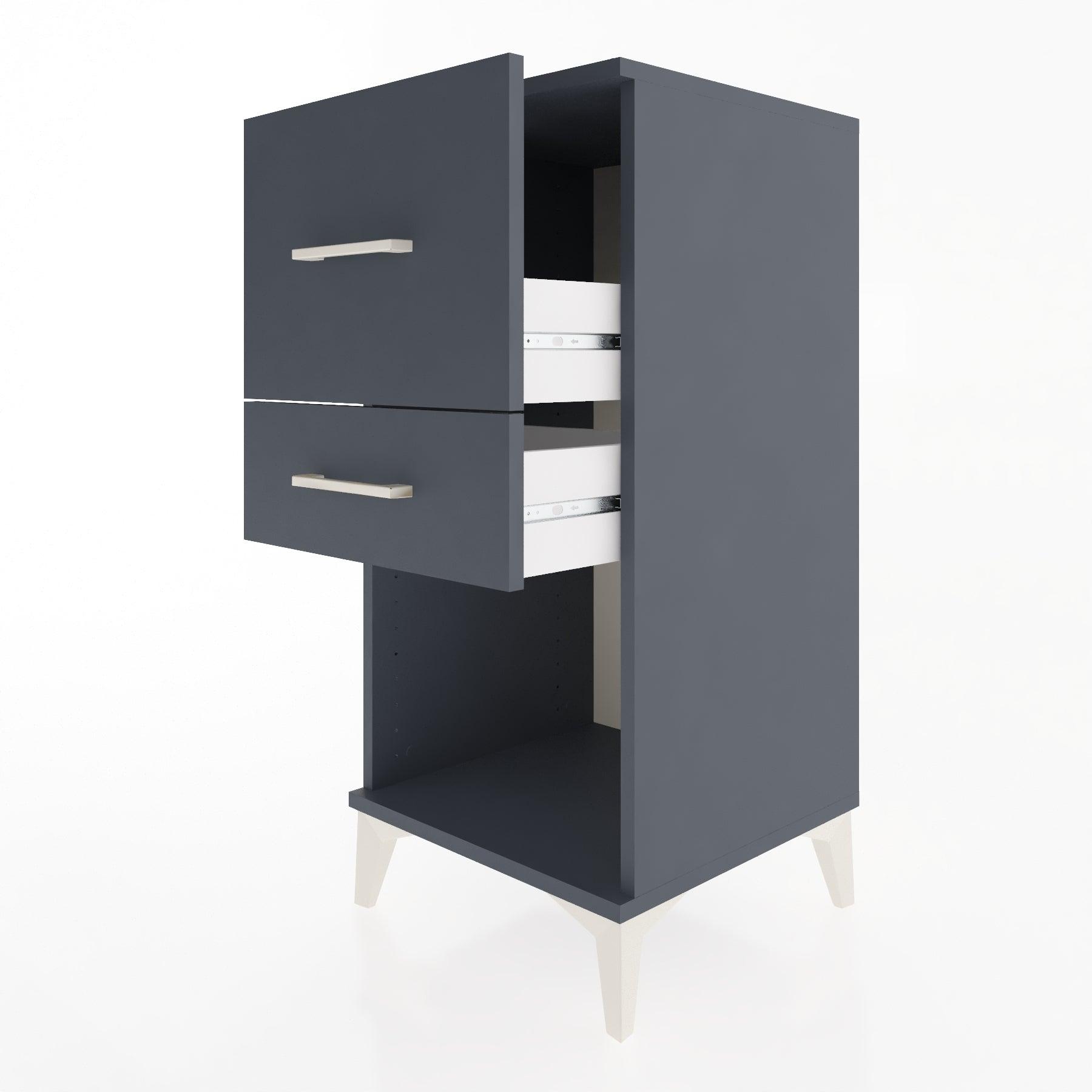 Woodntry Modular Nightstand Anthracite 44x44x84 cm with Drawers and Shelves CR14-2