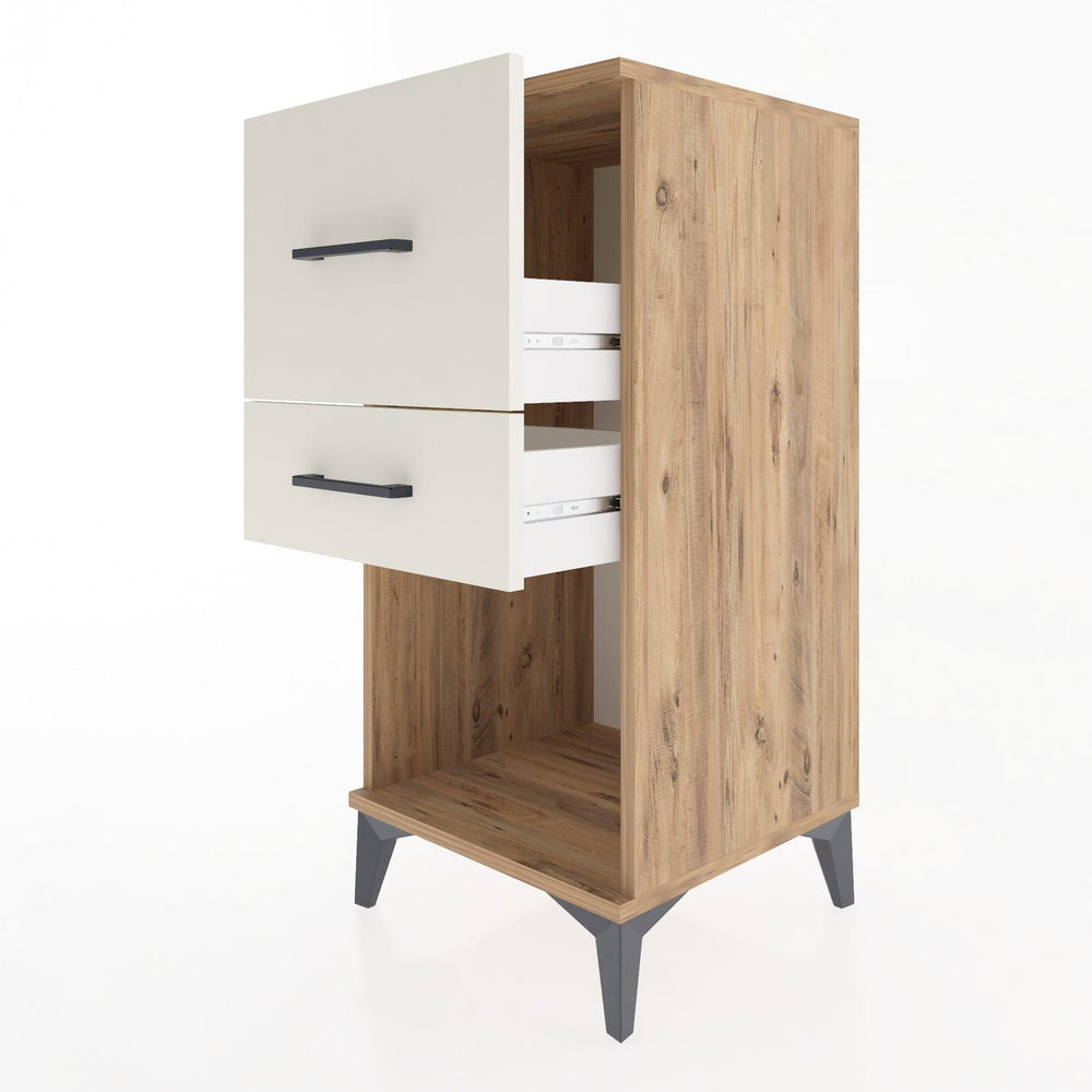 Woodntry Modular Nightstand Pine 44x44x84 cm with Drawers and Shelves CR14-3