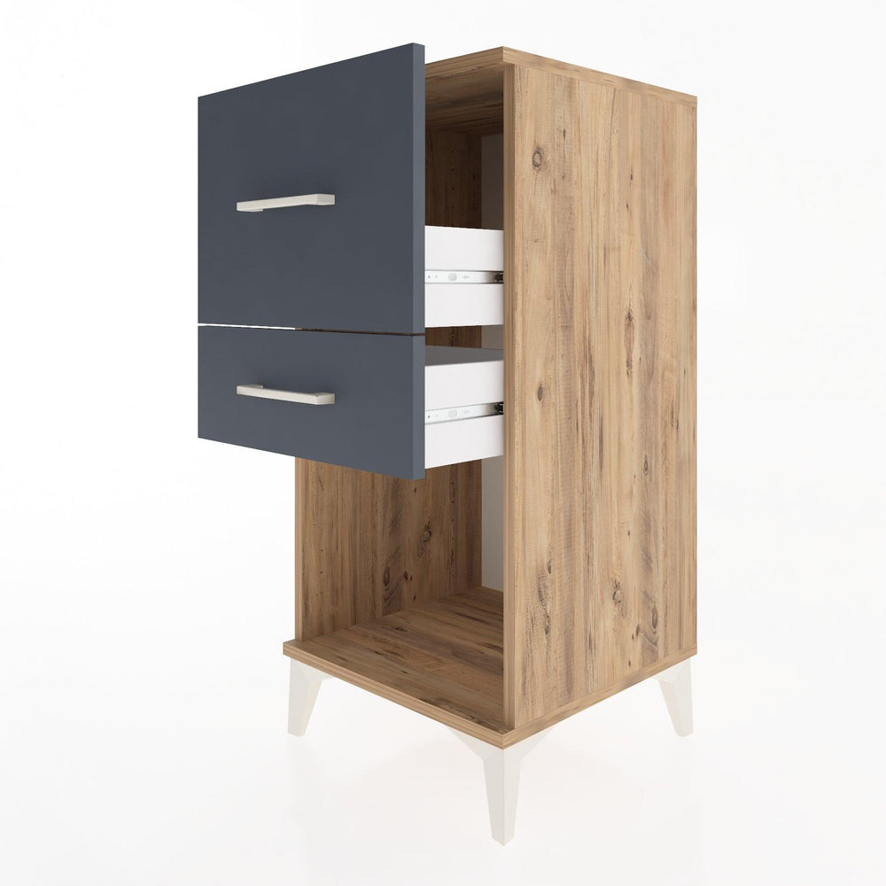 Woodntry Modular Nightstand Pine 44x44x84 cm with Drawers and Shelves CR14-3