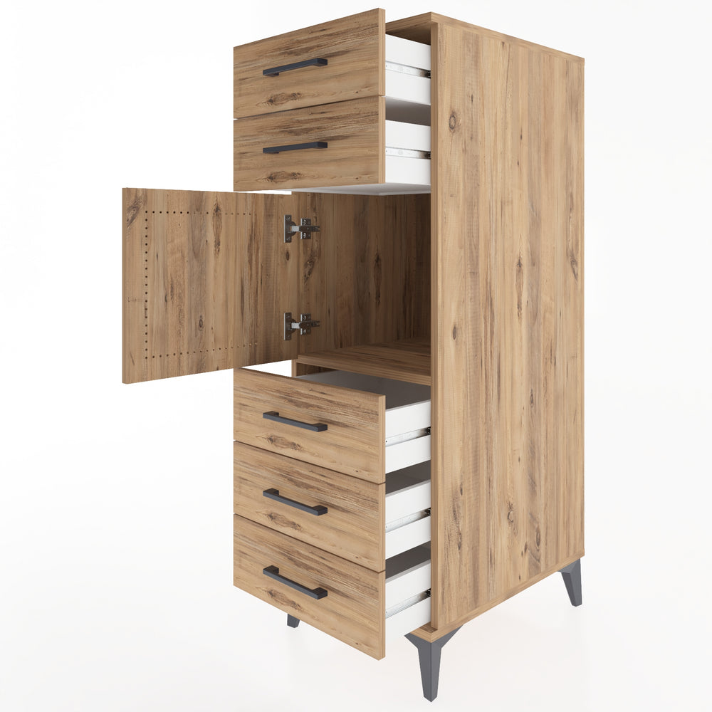 Woodntry Modular Cabinet Pine 44x59x122 cm with Doors and Drawers KC64-3