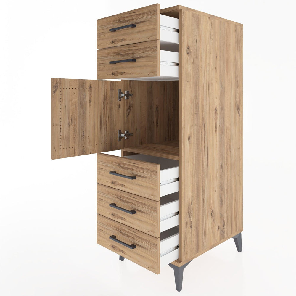 Woodntry Modular Cabinet Pine 44x30x122 cm with Doors and Drawers KC64-3