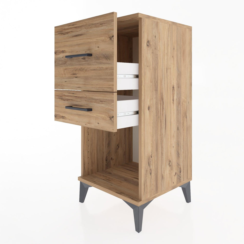 Woodntry Modular Nightstand Pine 44x44x84 cm with Drawers and Shelves CR14-3