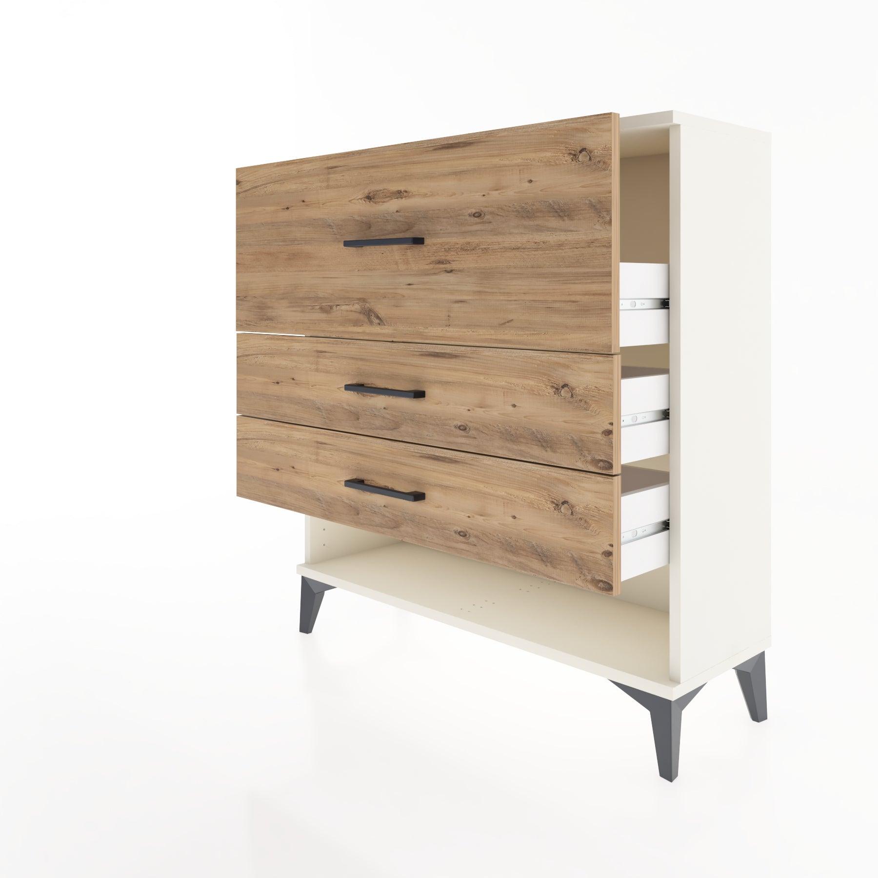 Woodntry Modular Dresser Moonstone 88x30x84 cm with Drawers and Shelves CR15-1