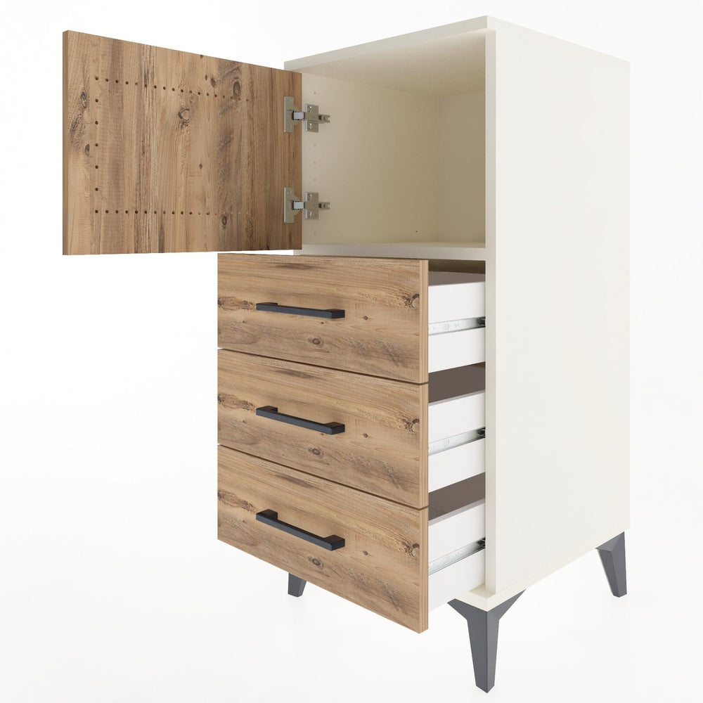 Woodntry Modular Nightstand Moonstone 44x44x84 cm with Cover and Drawer KC37-1
