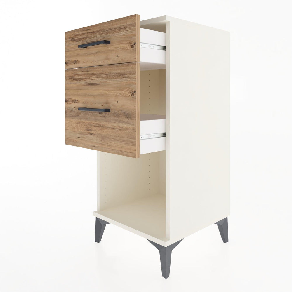 Woodntry Modular Nightstand Moonstone 44x44x84 cm with Drawer and Shelf CR15-1