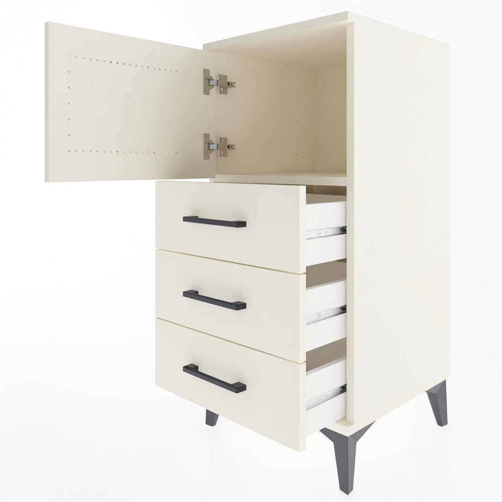 Woodntry Modular Nightstand Moonstone 44x44x84 cm with Cover and Drawer KC37-1