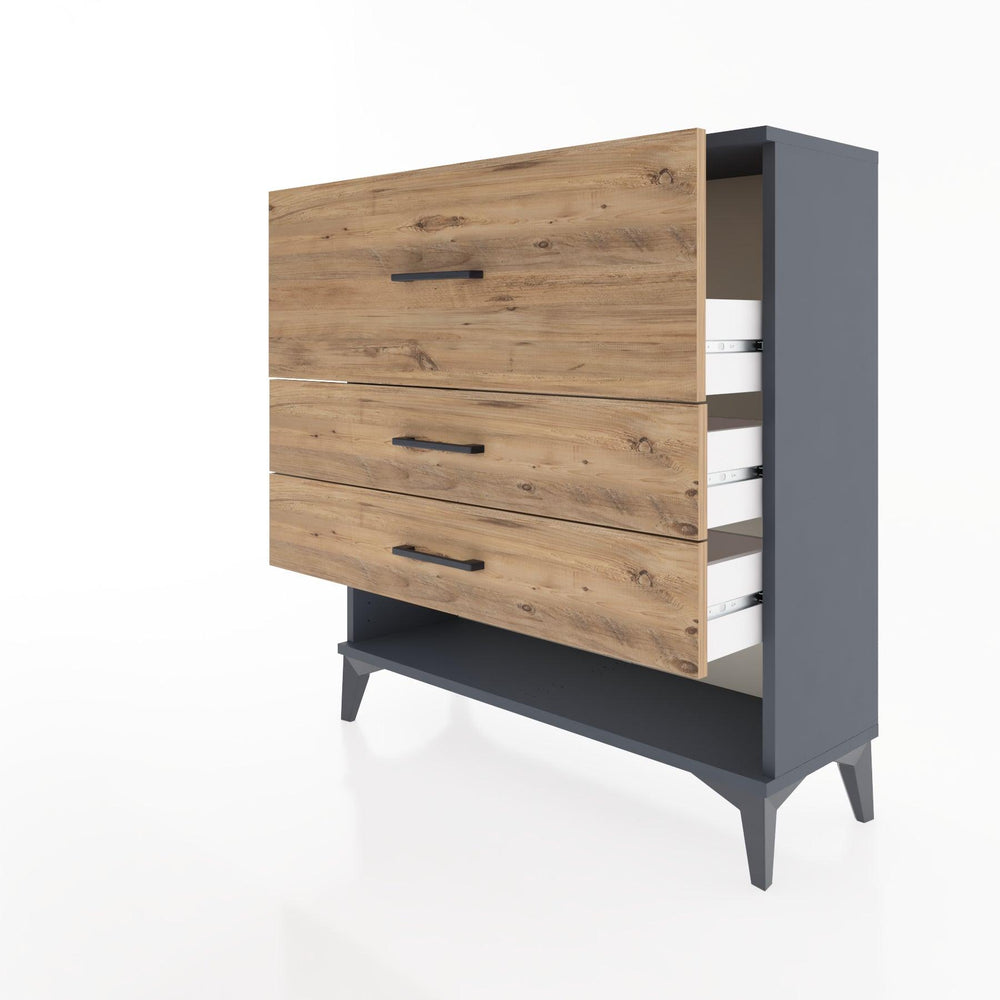 Woodntry Modüler Şifonyer Antrasit 88x30x84 cm Çekmeceli ve Raflı CR15-2