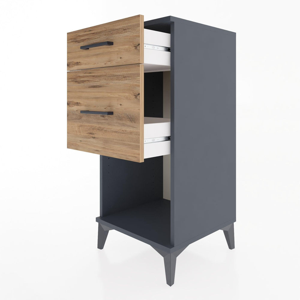 Woodntry Modular Nightstand Anthracite 44x44x84 cm with Drawers and Shelves CR15-2