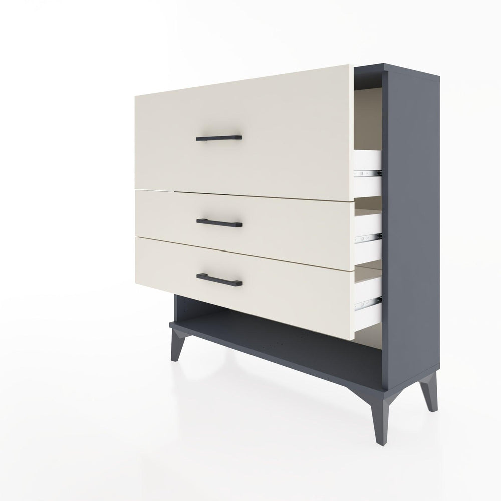 Woodntry Modüler Şifonyer Antrasit 88x30x84 cm Çekmeceli ve Raflı CR15-2