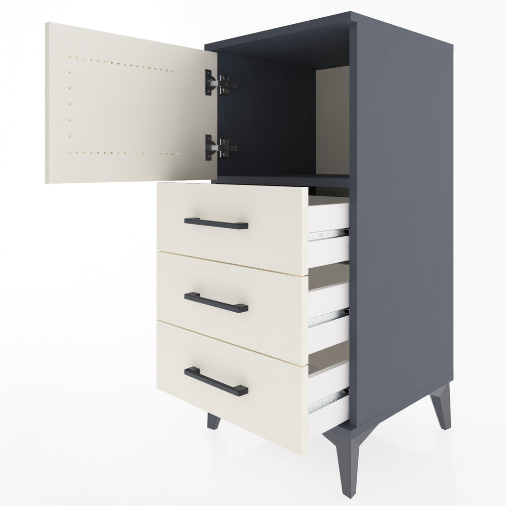Woodntry Modular Nightstand Anthracite 44x44x84 cm with Cover and Drawer KC37-2