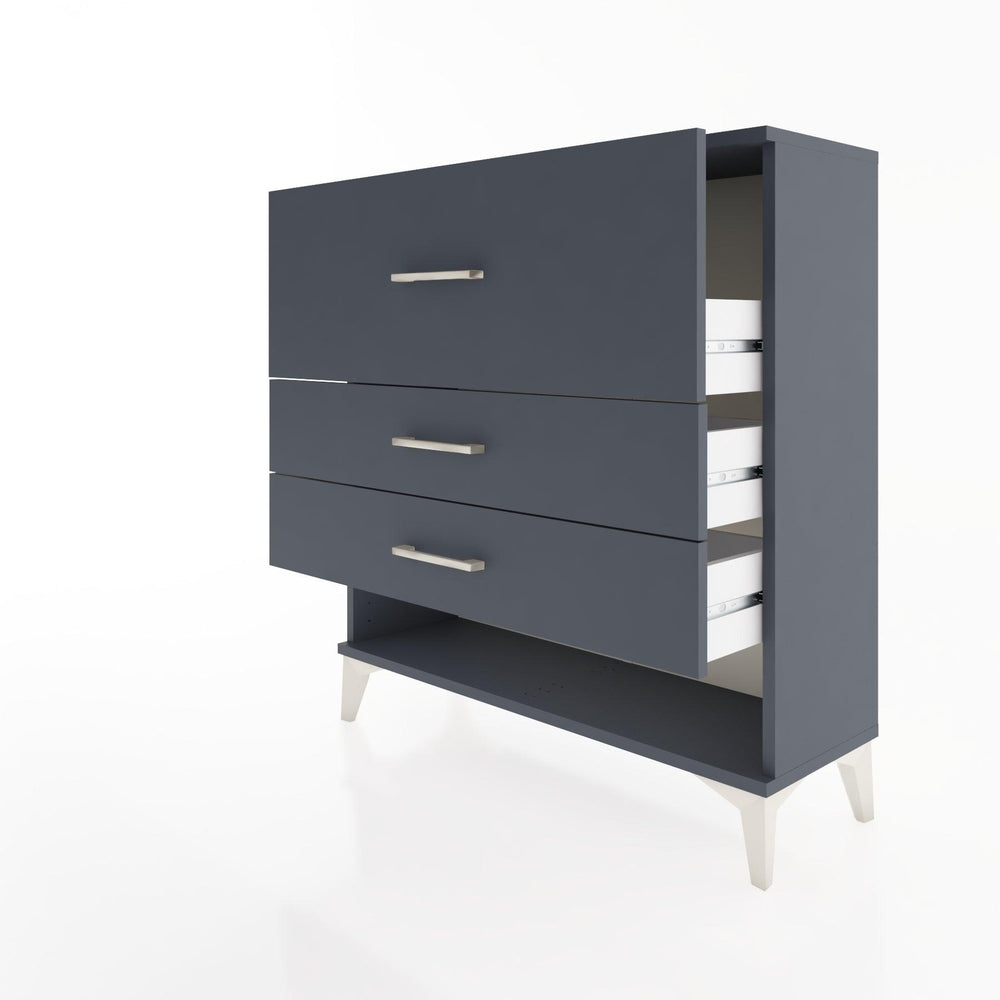 Woodntry Modüler Şifonyer Antrasit 88x30x84 cm Çekmeceli ve Raflı CR15-2