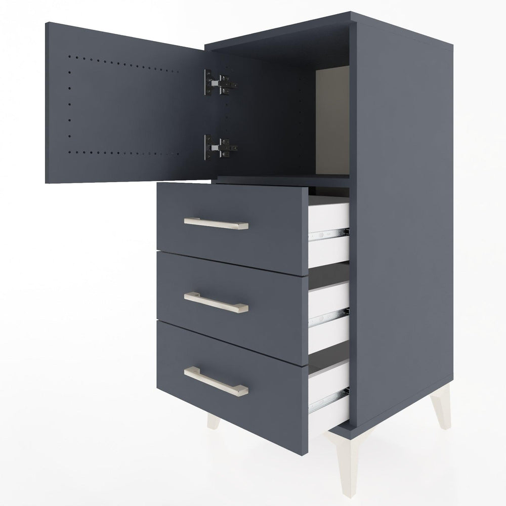 Woodntry Modular Nightstand Anthracite 44x44x84 cm with Cover and Drawer KC37-2