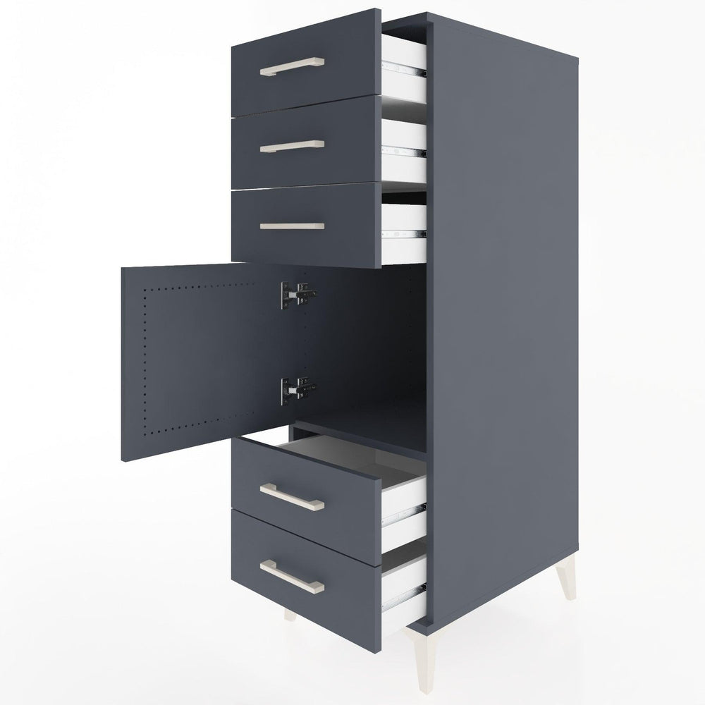 Woodntry Modüler Dolap Antrasit 44x30x122 cm Kapaklı ve Çekmeceli KC65-2