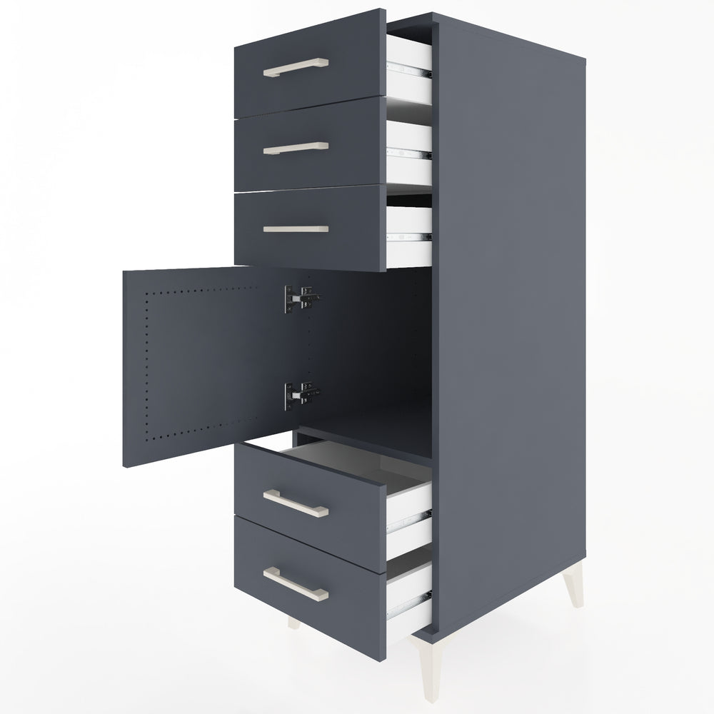 Woodntry Modüler Dolap Antrasit 44x59x122 cm Kapaklı ve Çekmeceli KC65-2