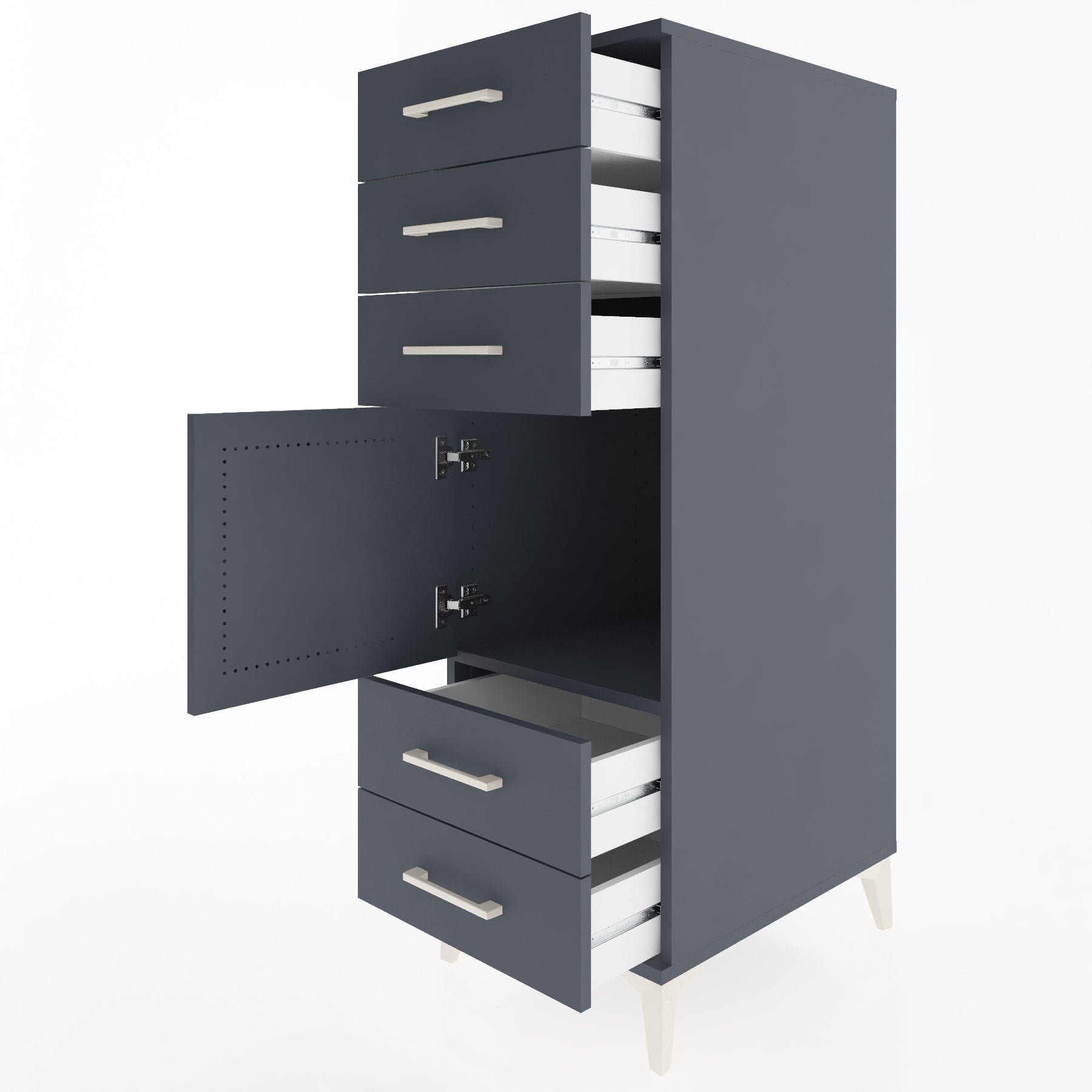 Woodntry Modular Cabinet Anthracite 44x59x122 cm with Doors and Drawers KC65-2