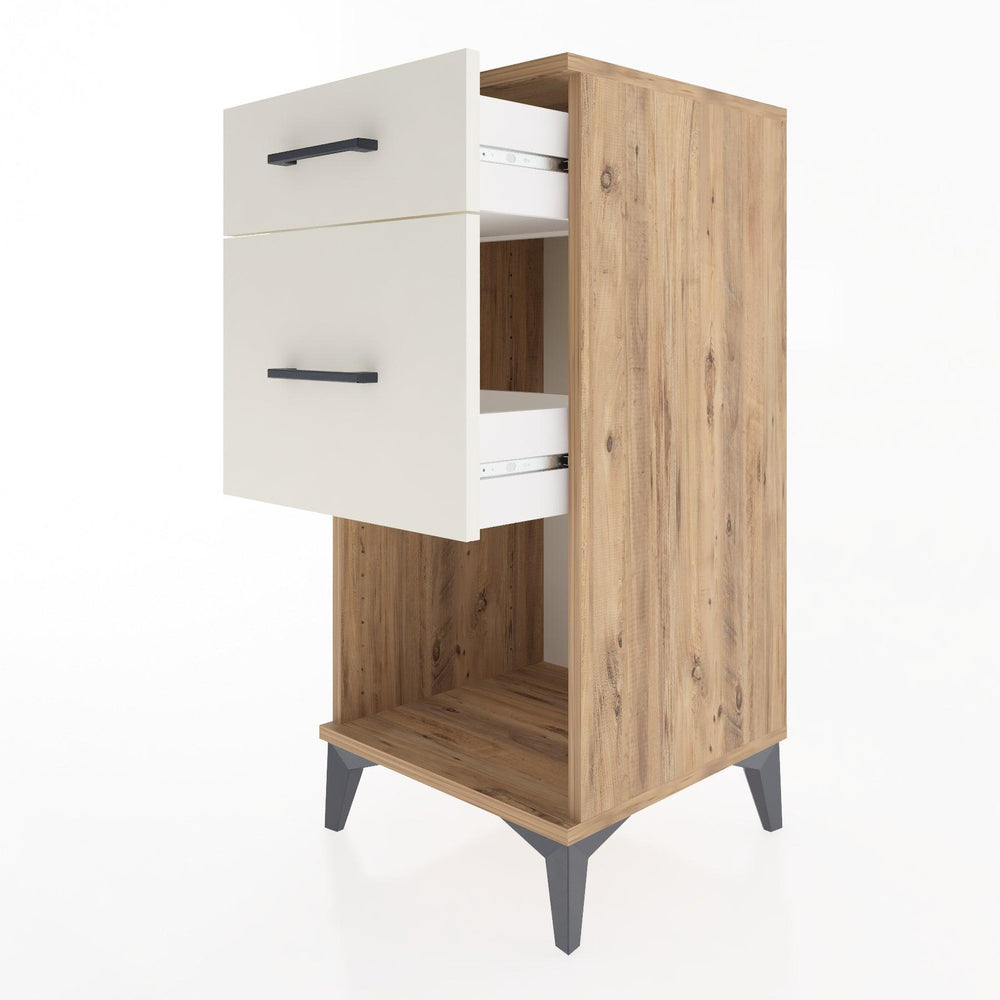 Woodntry Modular Nightstand Pine 44x44x84 cm with Drawers and Shelves CR15-3