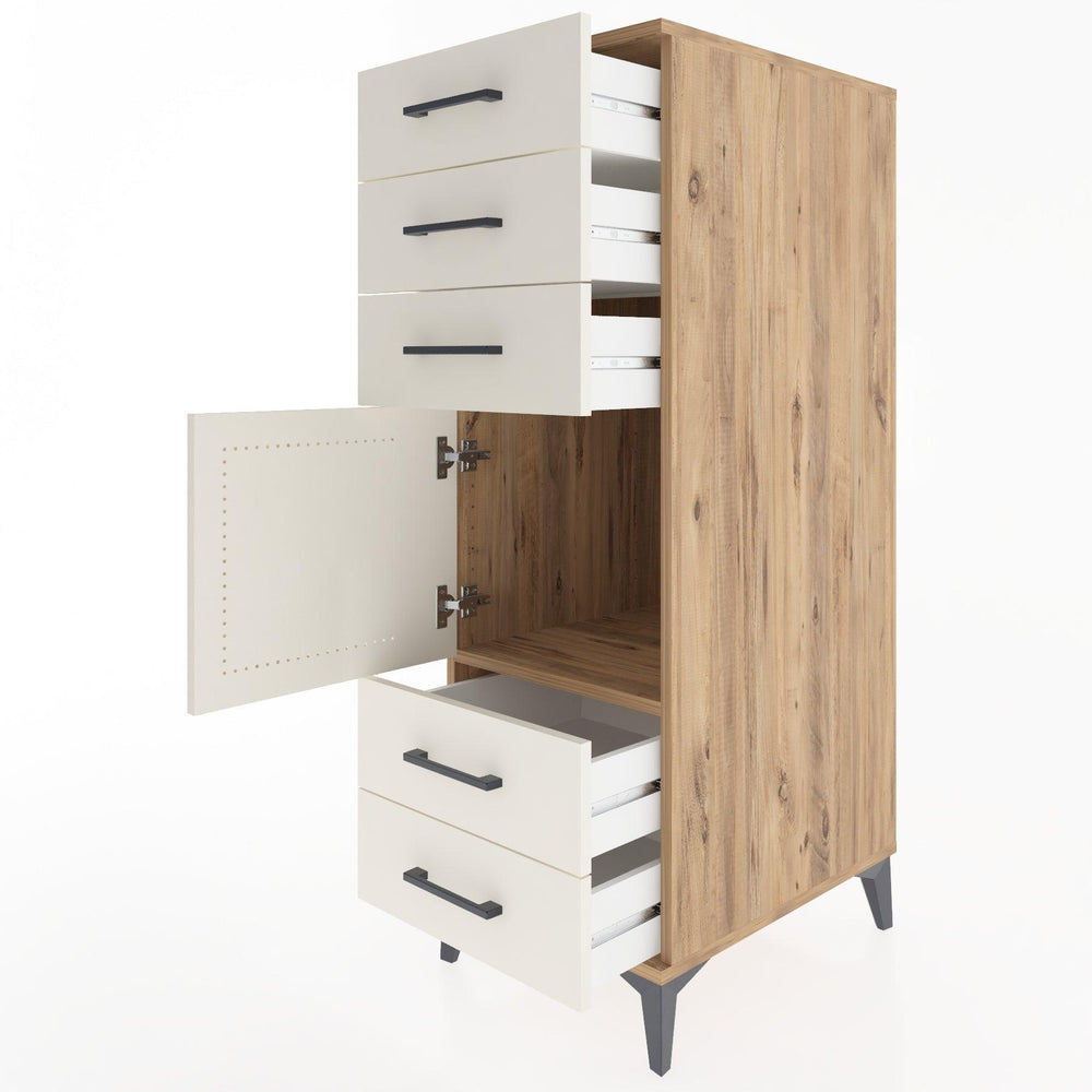 Woodntry Modular Cabinet Pine 44x30x122 cm with Doors and Drawers KC65-3