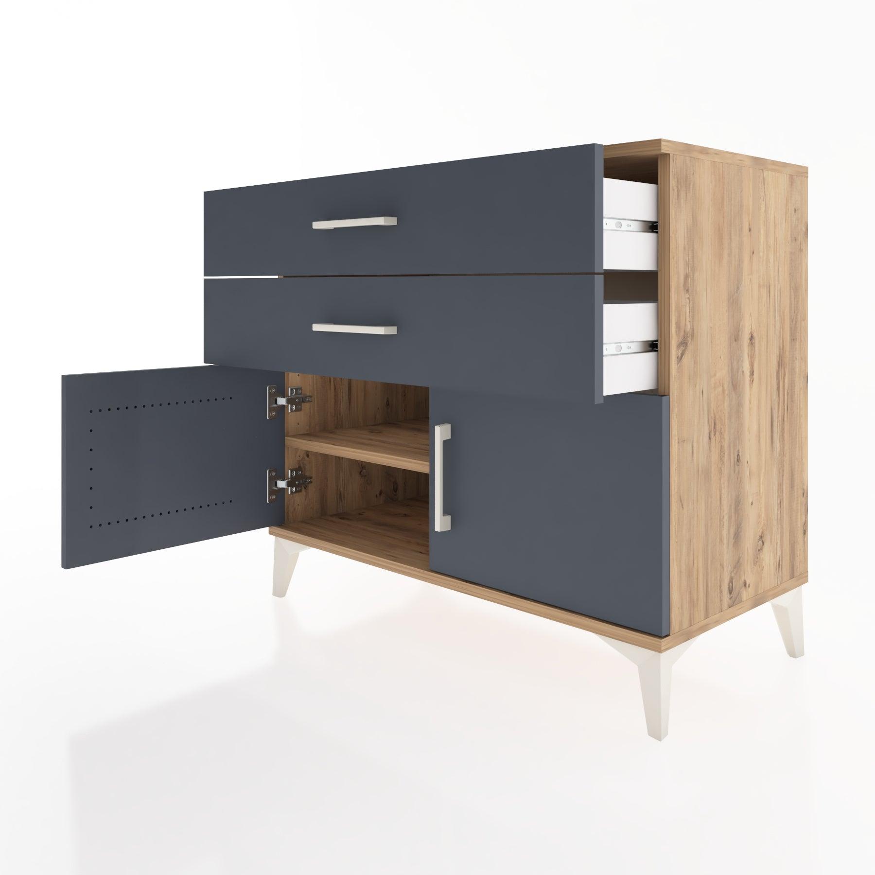 Woodntry Modüler Şifonyer Çam 88x44x68 cm Kapaklı ve Çekmeceli KC15-3