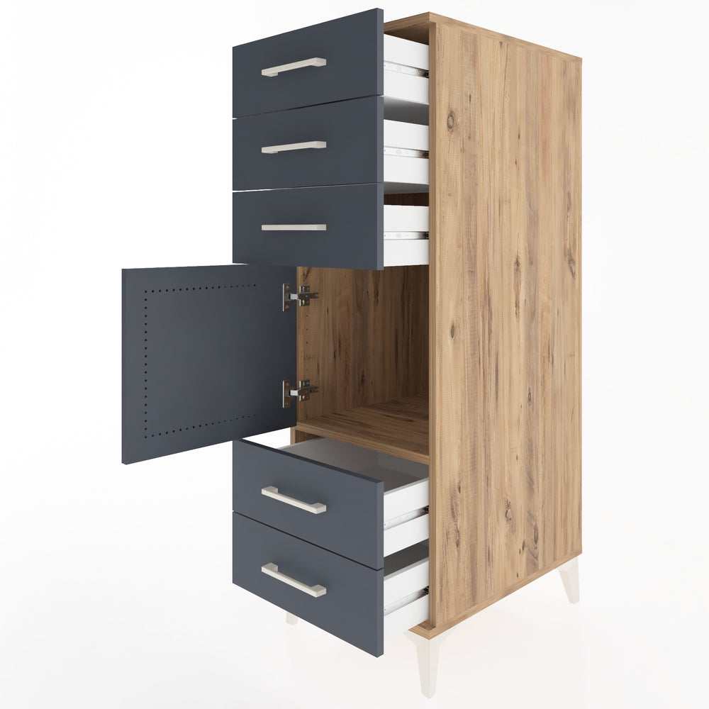 Woodntry Modular Cabinet Pine 44x59x122 cm with Doors and Drawers KC65-3
