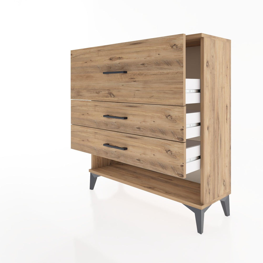 Woodntry Modular Dresser Pine 88x30x84 cm with Drawers and Shelves CR15-3