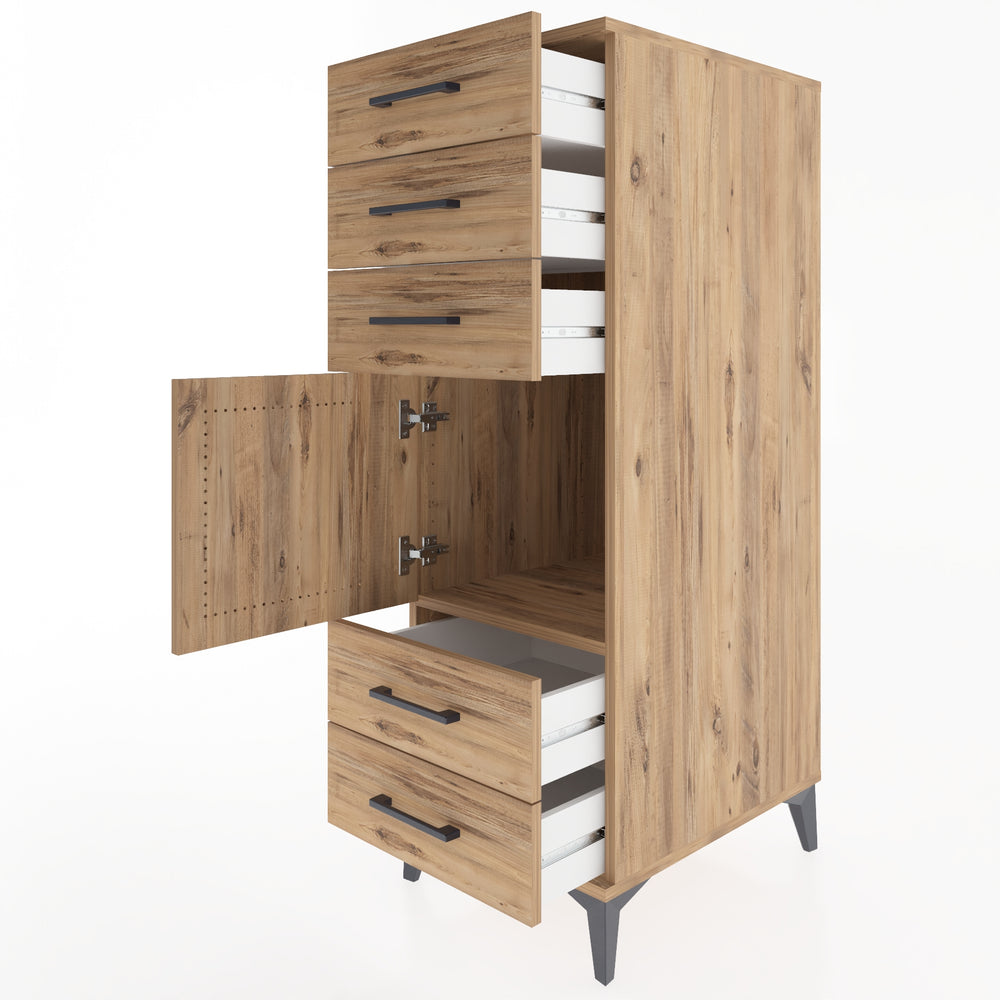 Woodntry Modular Cabinet Pine 44x59x122 cm with Doors and Drawers KC65-3