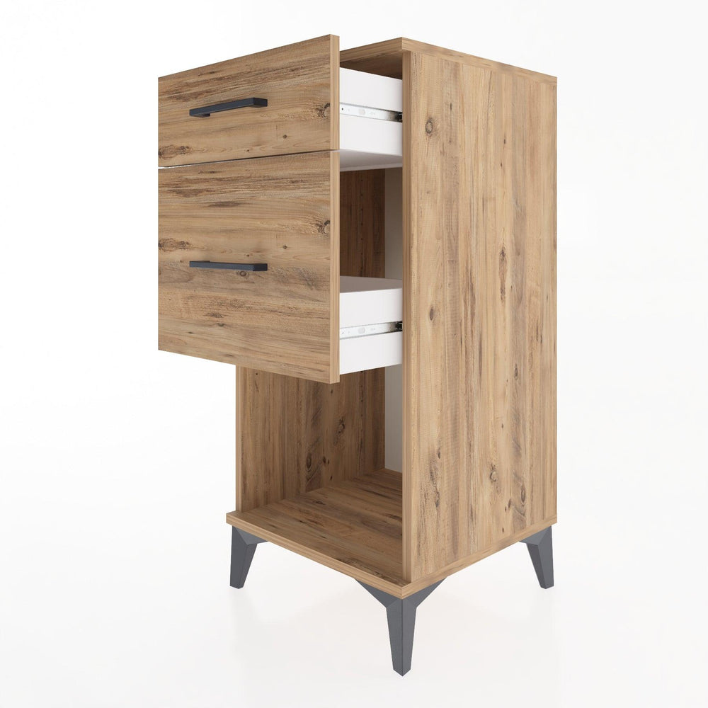 Woodntry Modular Nightstand Pine 44x44x84 cm with Drawers and Shelves CR15-3