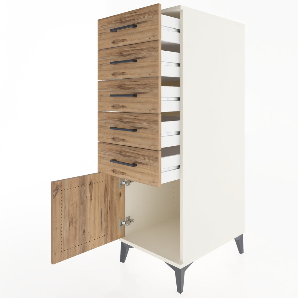 Woodntry Modular Cabinet Moonstone 44x59x122 cm with Doors and Drawers KC66-1