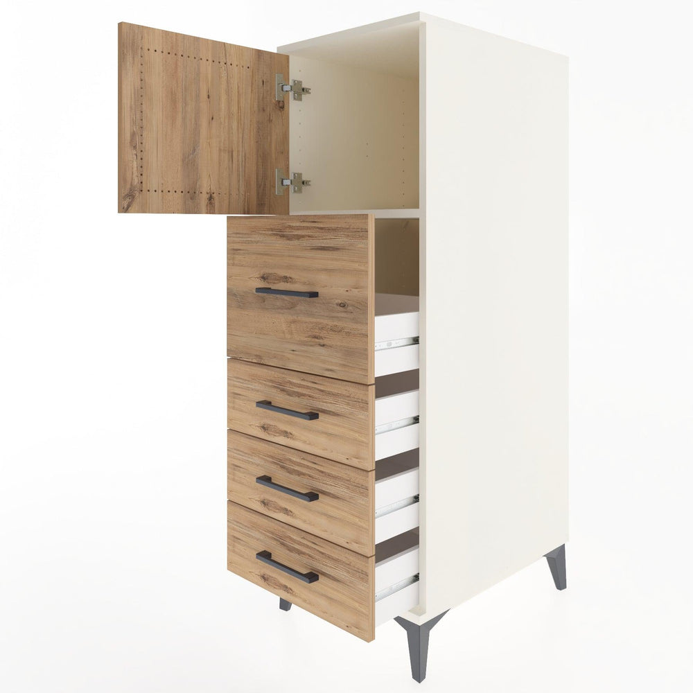 Woodntry Modüler Dolap Aytaşı 44x59x122 cm Kapaklı ve Çekmeceli KC16-1